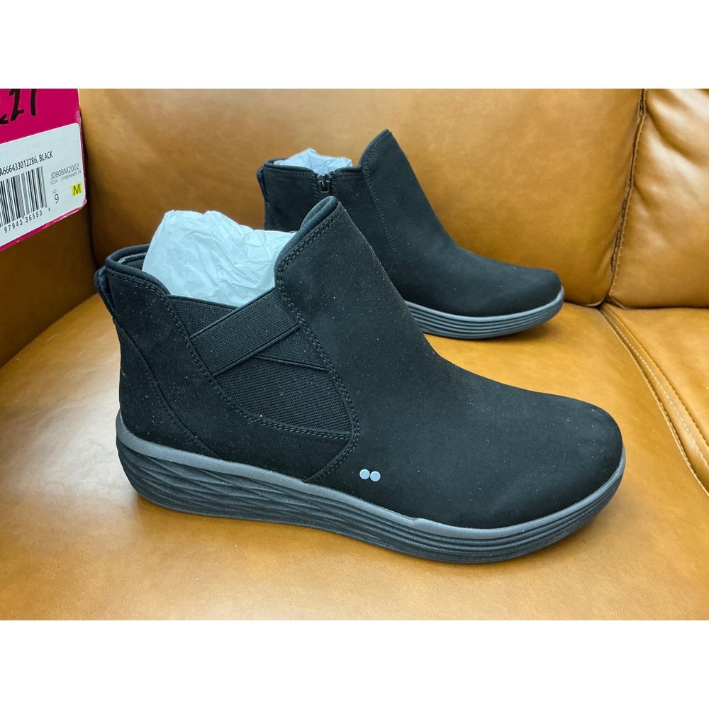 Ryka Noelle 2 Ankle Boots Women 9 Black Water Repellent Side Zip